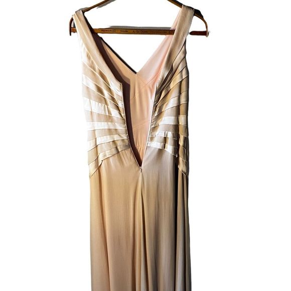 Tadashi Collection Silk Chiffon Gown Sz 4 Cream - Picture 3 of 6